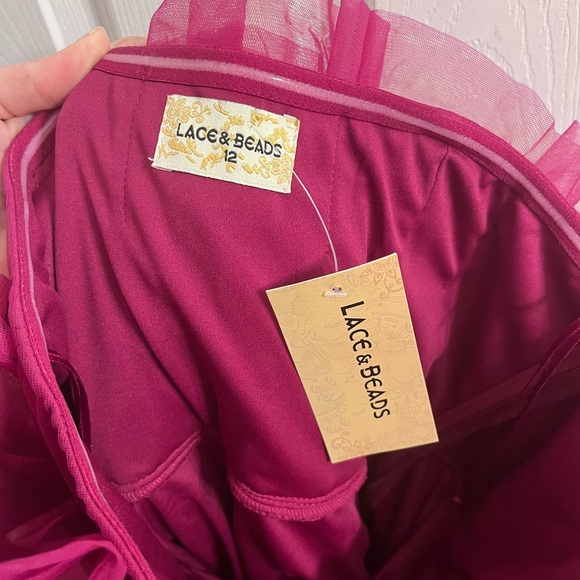 Lace & Beads magenta tulle bandeau mini dress from Uk 12 us 8 - Picture 6 of 7